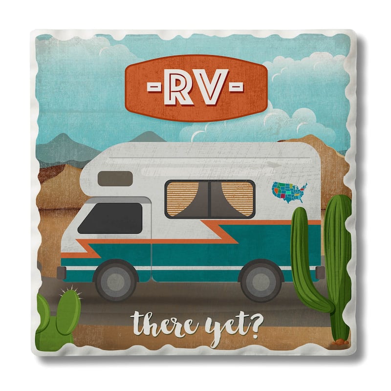Counterart Absorbent Stone Coasters - Rv There Yet - Set of 4 - 4x4x1.448