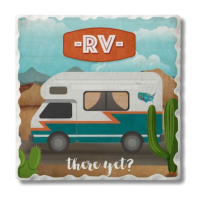 Counterart Absorbent Stone Coasters - Rv There Yet - Set of 4 - 4x4x1.448