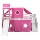 preview thumbnail 8 of 18, Multifunctional & Playhouse Design Loft Bed with Shelves,Slide and Drawers, Twin size, Pink