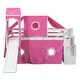 preview thumbnail 9 of 36, Playhouse Twin Size Bunk Bed with Slide Pink Tent and Tower, Pink