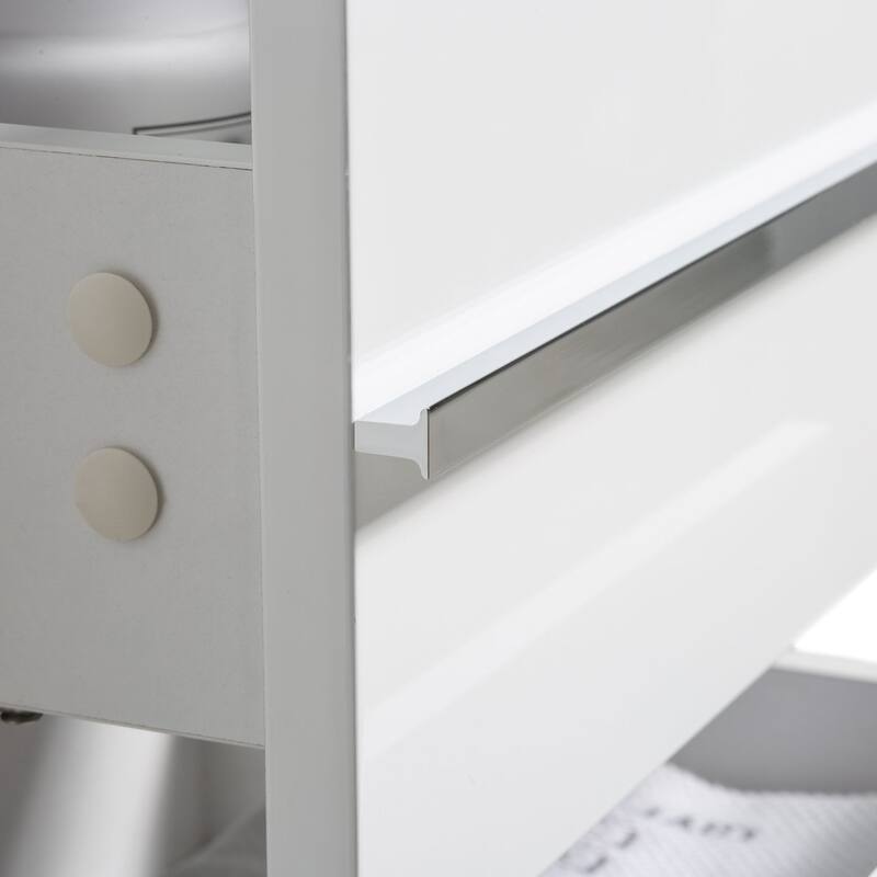 Freestanding Bathroom Vanity Set in HG-White with Integrated Solid Surface Sink