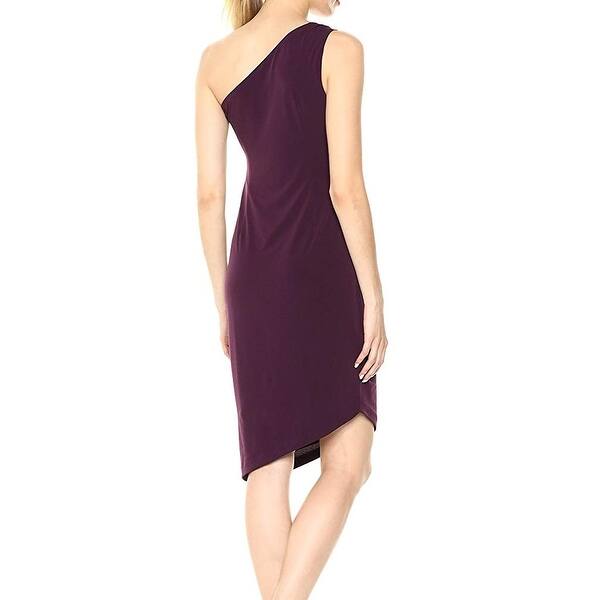 Shop Calvin Klein Purple Gold Ring One Shoulder Womens 10 Sheath
