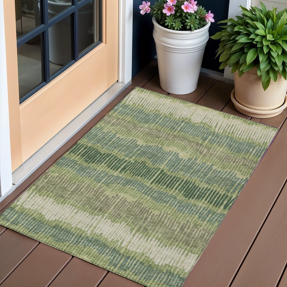 HomeRoots Striped Transitional Rectangle Outdoor Rug