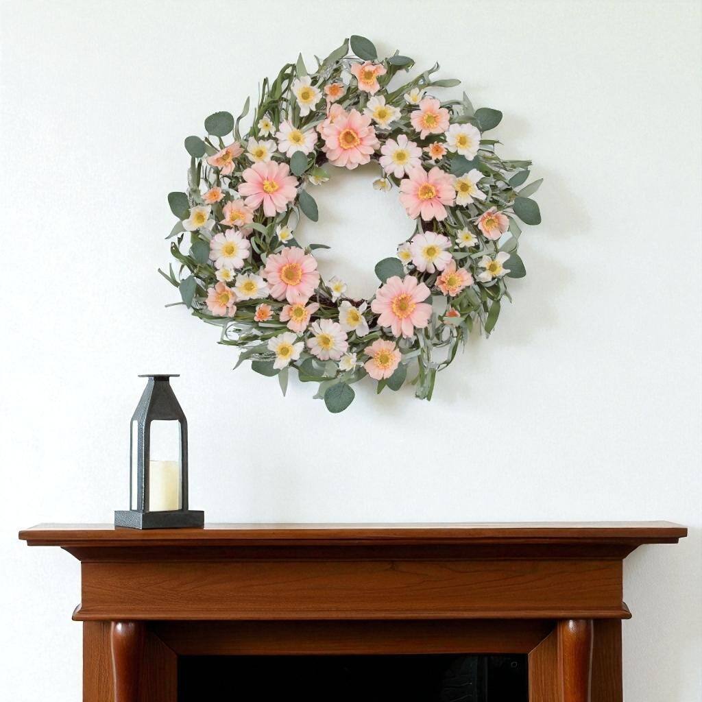 HomeRoots 21" Pink And Green Maple Artificial Wreath