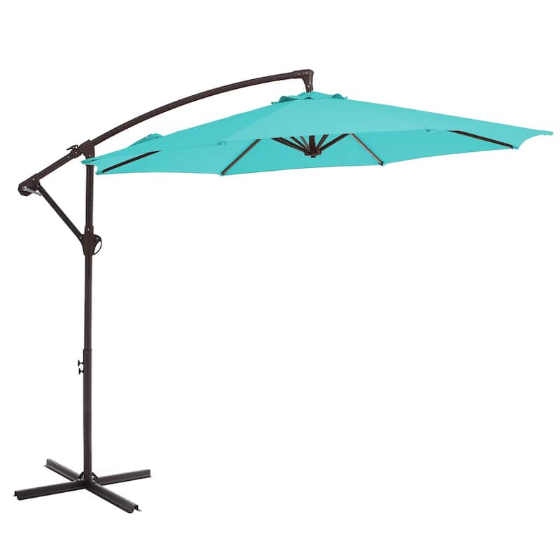 10ft Steel Crank Lift Hanging Offset Cantilever Umbrella - Peacoak Blue