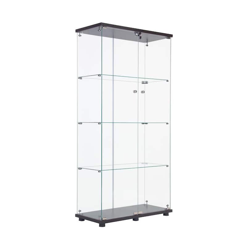 LED Strip Light Two Door Glass Cabinet