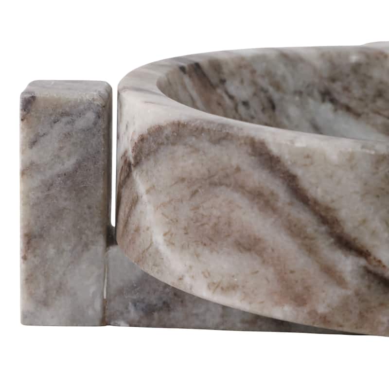 Stone Marble Bowl Sleek Sculptural Base and Modern Decorative Design - 10" x 10" x 3"