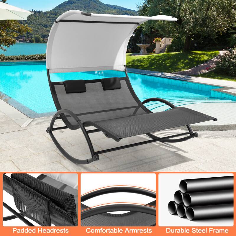 Outdoor Patio Double Chaise Lounge Chair