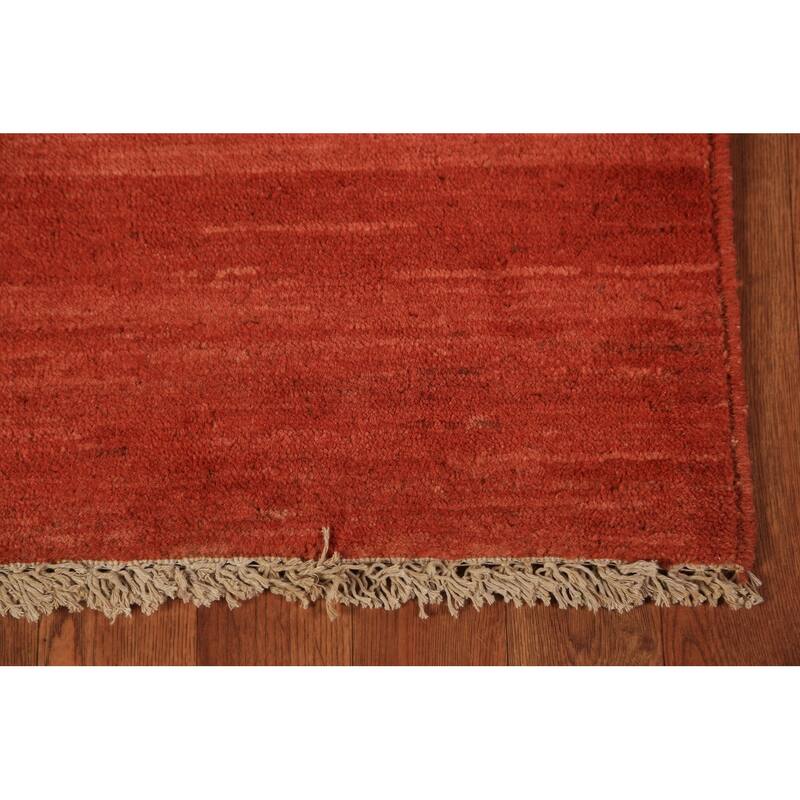 Orange Striped Gabbeh Oriental Rug Handmade Wool Carpet - 3'10" x 5'8"