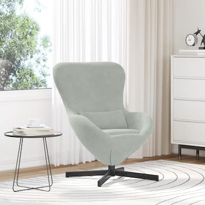 vidaXL Egg Chair Black/ Dark/Light Grey Velvet - 24.8 x 28.7 x 35.4