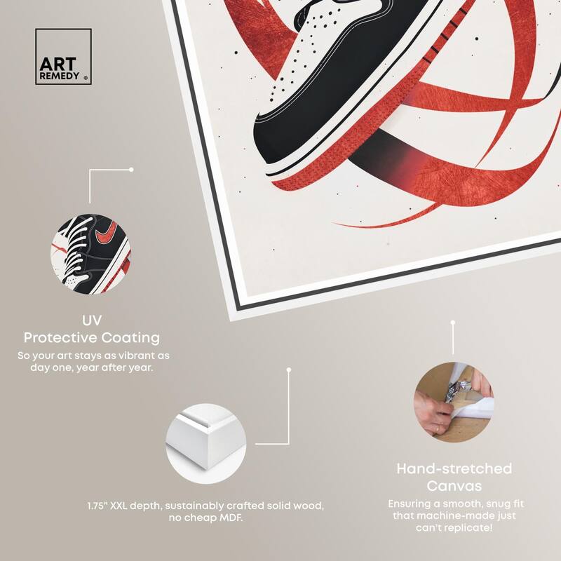 Red Ribbon Sneaker Canvas by Art Remedy