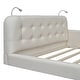 preview thumbnail 9 of 16, Queen Size Upholstered Platform Bed with 2 Reading Lights, White