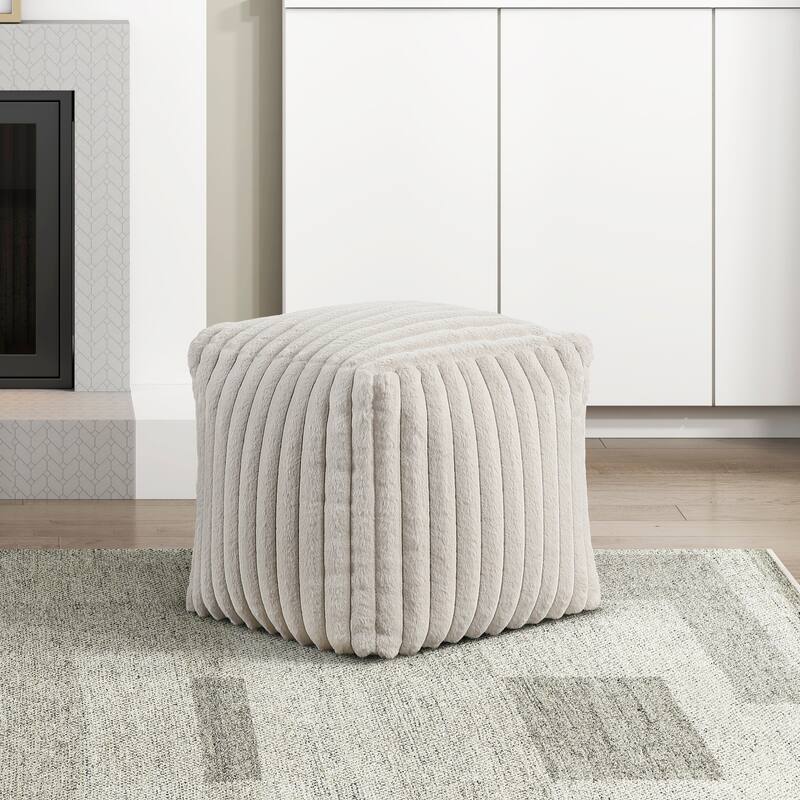 Square Pouf Plush Corduroy Fabric Upholstery Modern Ottoman, Footstool, Non-Slip Floor Pouf, Bean Bag Chair, 1pc Sitting Pouf