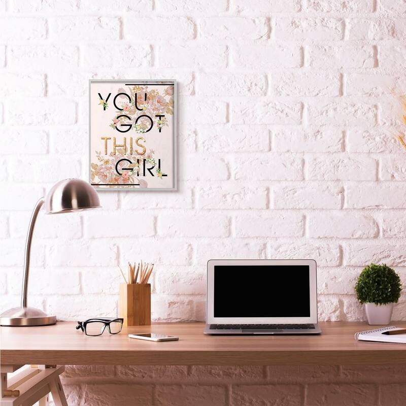 Stupell You Got This Girl Pink Gold Floral Glam Fashion Design Framed Wall Art