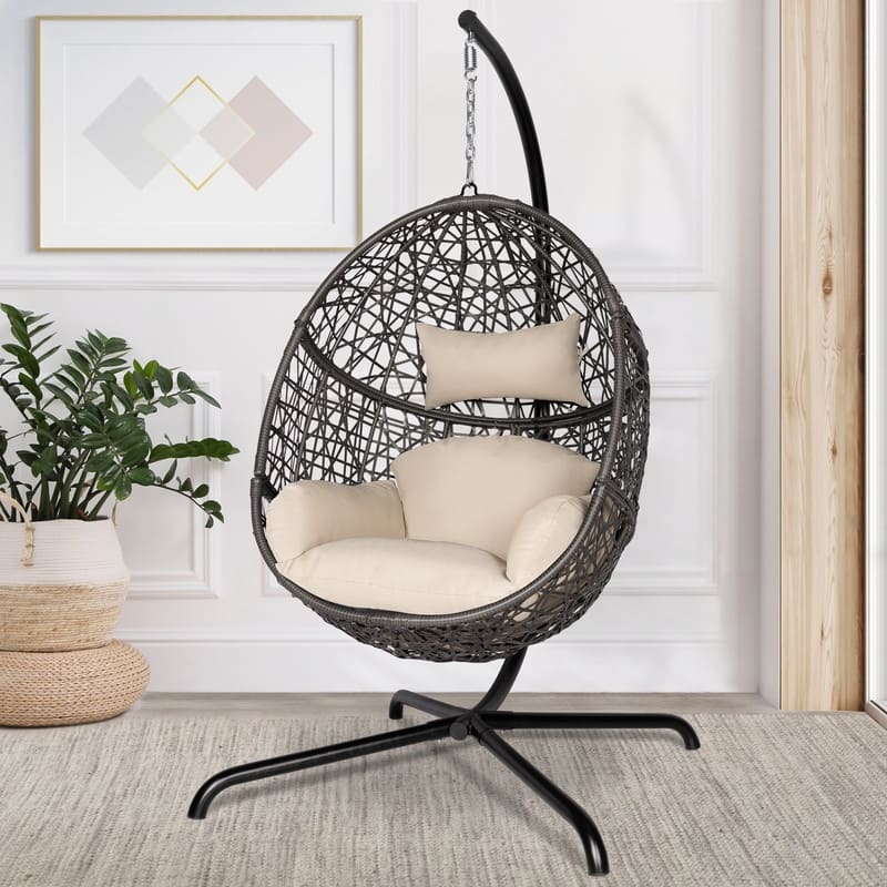 FINCATI Indoor Extra Large Egg Chair, 450 lbs Outdoor Egg Chair, Luxury Swinging Egg Chair, Cozy Egg Swinging Chair with Stand
