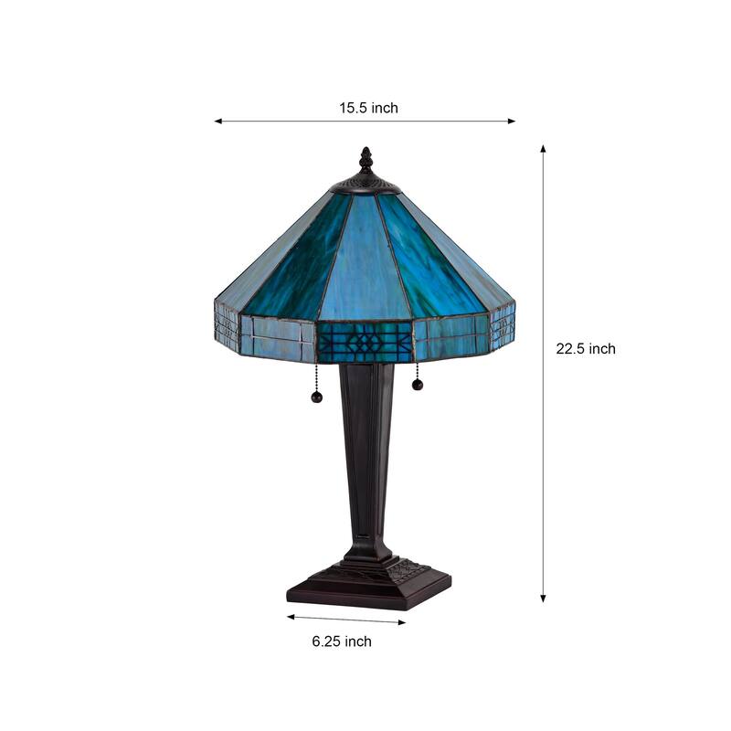 Maeve Tiffany-style 2-light Turquoise Table Lamp