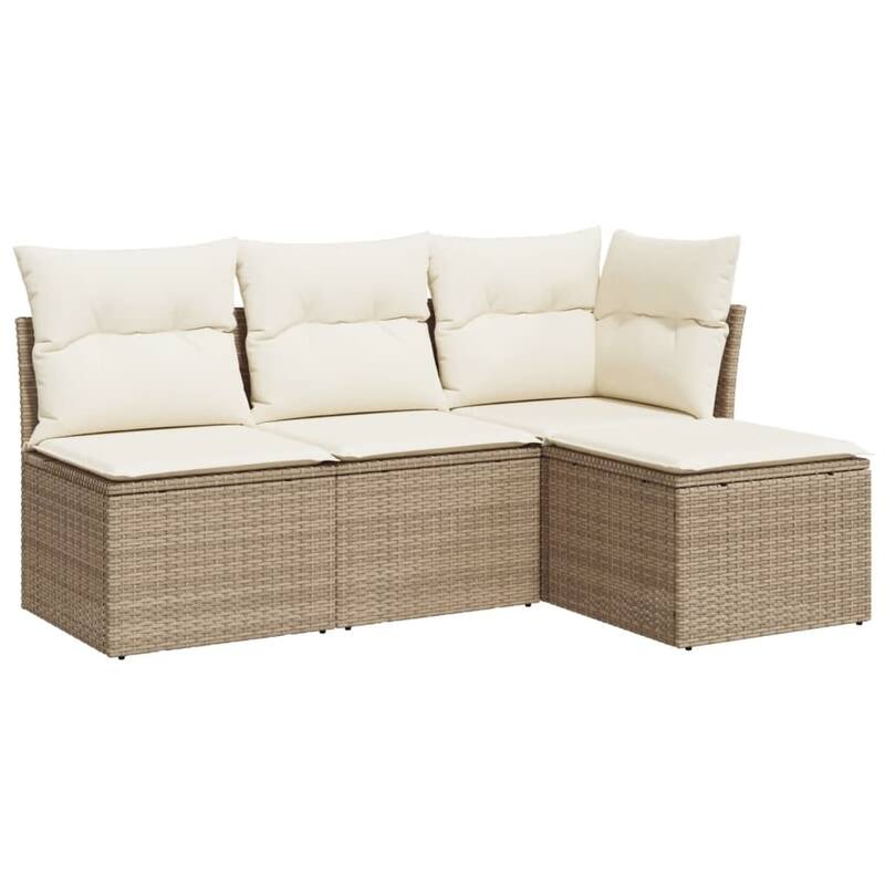 vidaXL Garden Sofa Set Beige PE rattan, powder-coated steel - 21.7 x 21.7 x 14.6