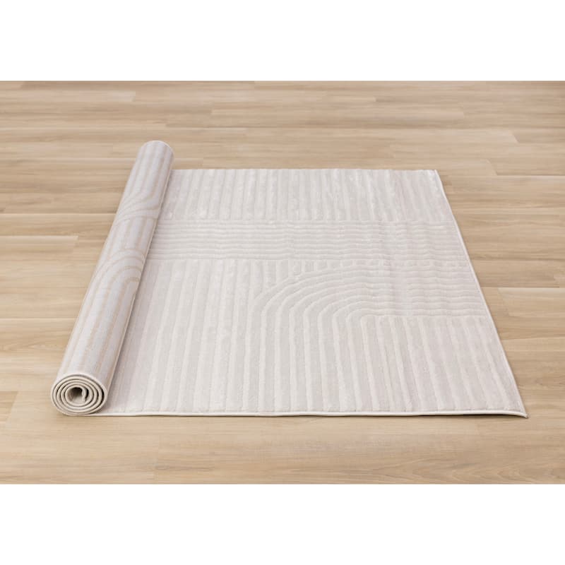 Leonardo White Grey Modern Lines Area Rug