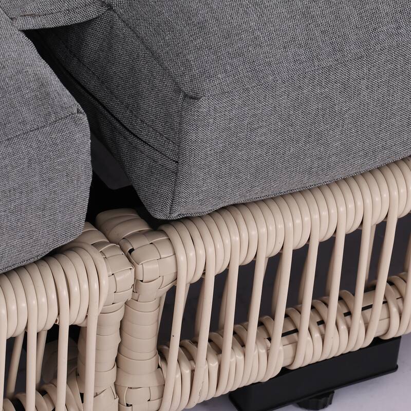 Outdoor Chaise Lounge Chair with Adjustable Backrest Patio Pool Lounge