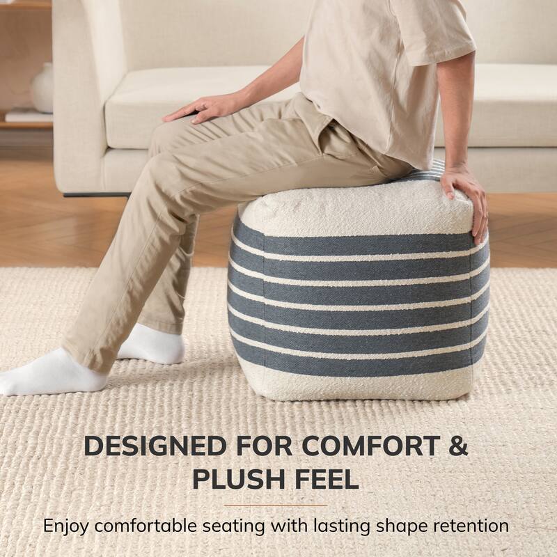 Jani 20-inch Ottoman Pouf - Handcrafted Handmade Ottoman for Seating, Footrest, Home Decor for Living Room, Bedroom