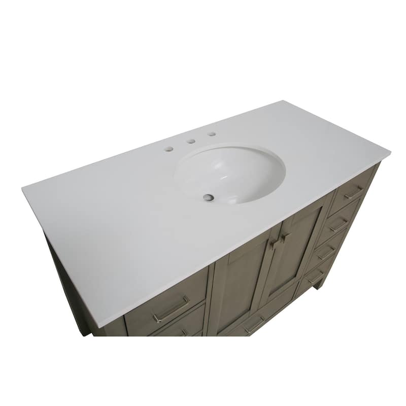 KitchenBathCollection Horizon 48" Bathroom Vanity with Engineered White Top