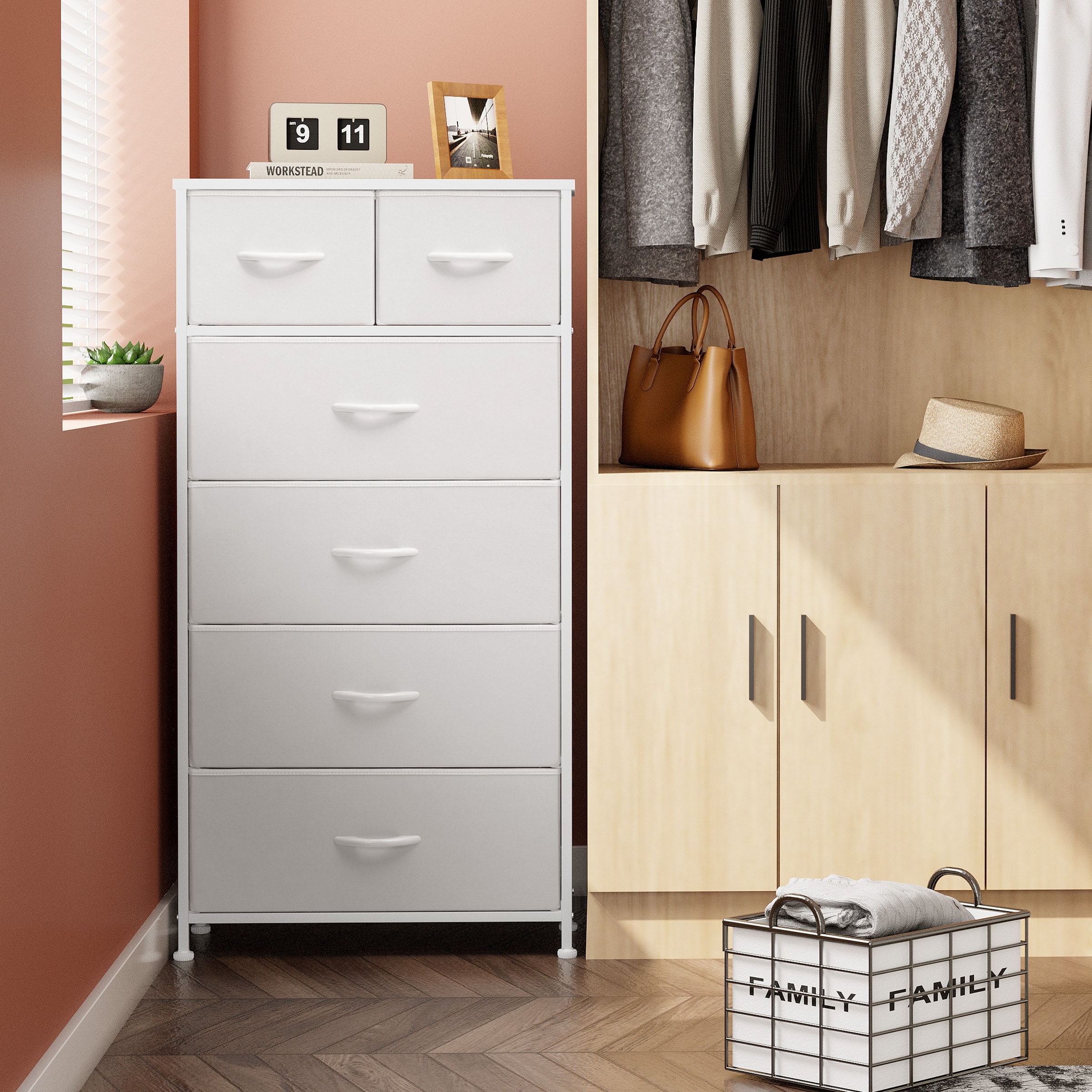 6 drawer Chest Vertical Dresser Storage Tower by Crestlive
