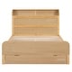 preview thumbnail 6 of 22, Full Size Platform Bed with Storage Headboard and Large Drawer, Wood Color