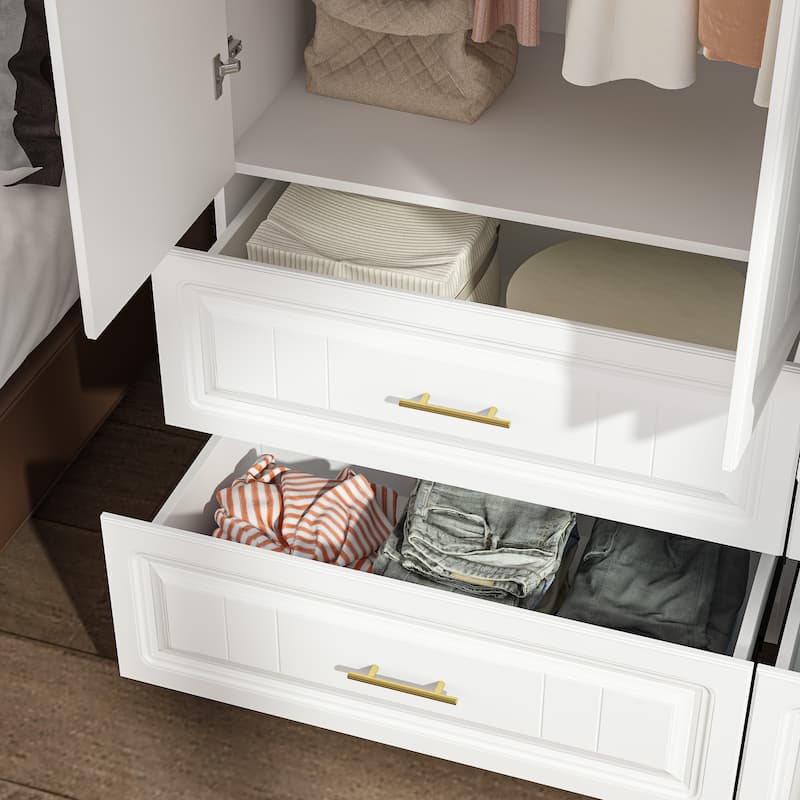 Armoires Wardrobes Shelves Door Bedroom Storage Closet(93.9"/74.2"H)