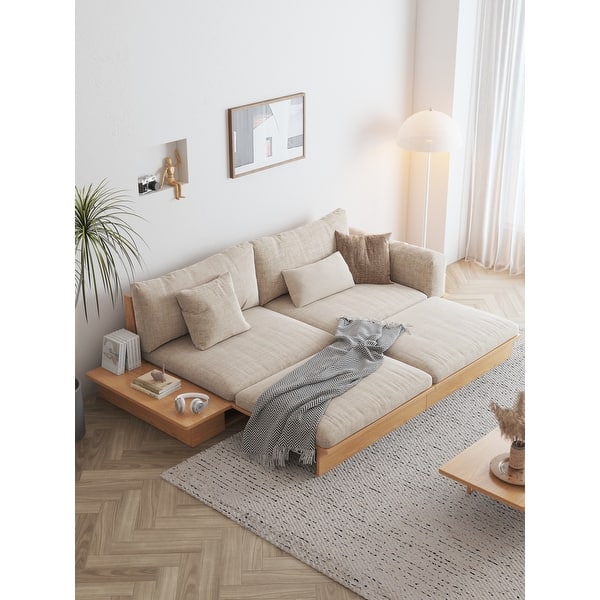 JASIWAY Modern Solid Wood Upholstered Cotton Linen Sofa - Bed Bath ...