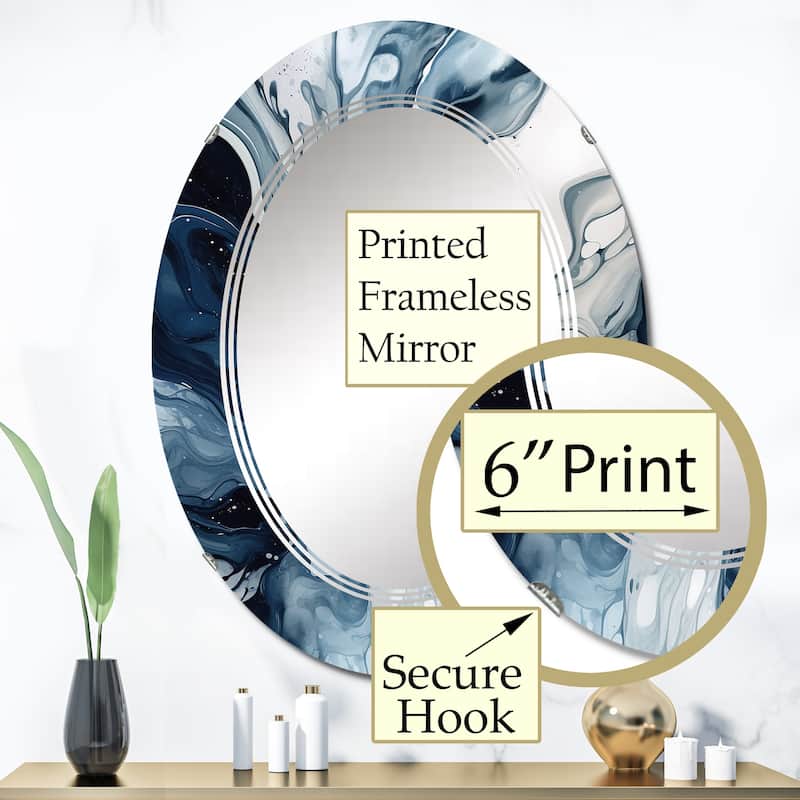 Designart "Blue Grey Ethereal Elixir I" Abstract Modern Wall Mirror