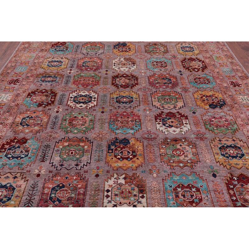 Golden Nile Turkmen Ersari Handmade Wool Rug - 8' 1" X 9' 6"