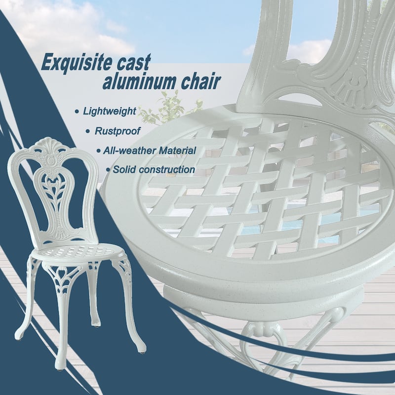 Clihome Outdoor Cast Aluminum Bistro Chair (Set of 2)