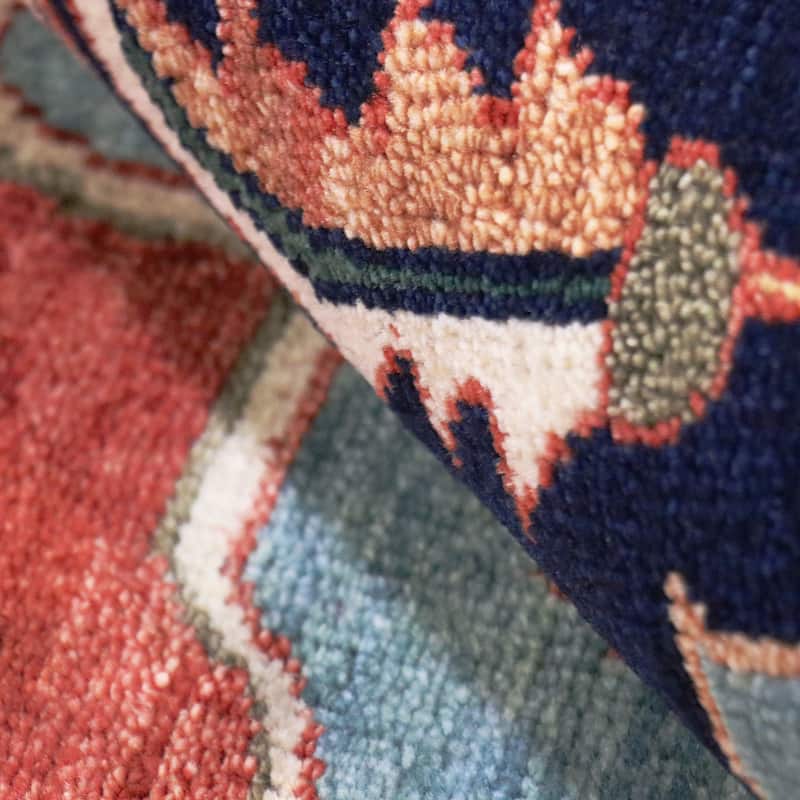 Pasargad Home Serapi Hand-Knotted Rust/Navy Wool Area Rug