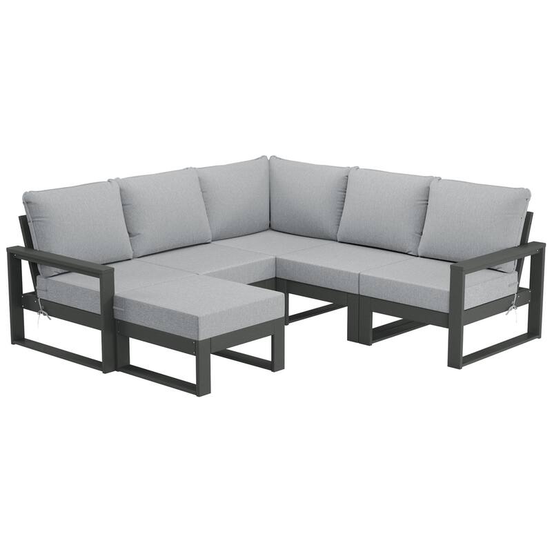 Endless Patio 6-Piece Deep Seating Set with Ottoman with Gray Frame - Gray/Light Gray