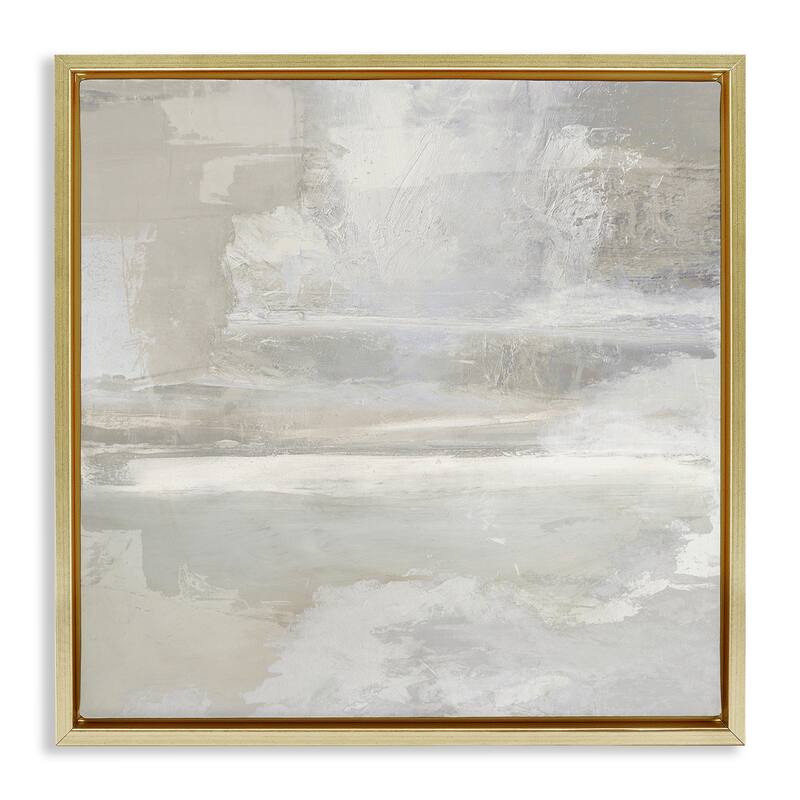 Stupell Contemporary Neutrals Abstract Framed Floater Canvas Wall Art Design By Rachel Springer - 25 x 25 - Gold