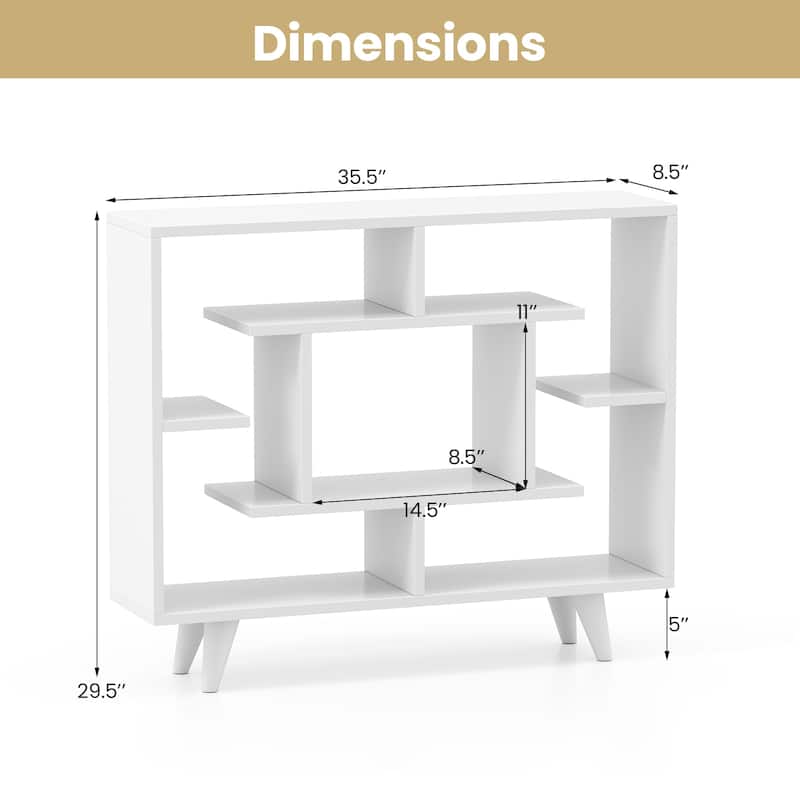 Gymax Bookshelf Geometric Bookcase w/ Anti-Tipping Kit Storage