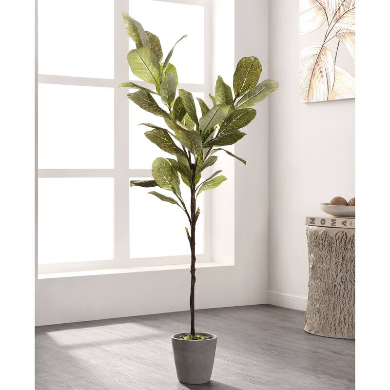 SAFAVIEH Lourdes Faux Magnolia Potted Tree - 24.4" W x 22.8" L x 51.2" H - 24Wx23Dx51H