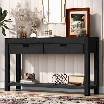 Elegant Acacia Wood Veneer Console Table