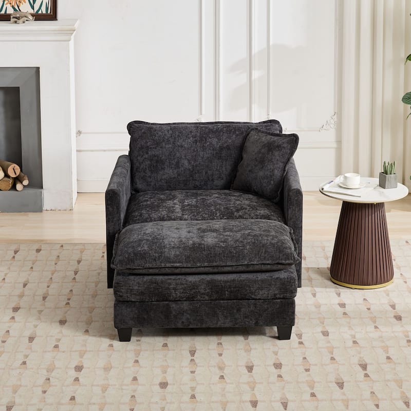 Roomfitters Large Upholstered Ottoman Footrest, Rectangular Padded Coffee Table Stool for Living Room and Bedroom