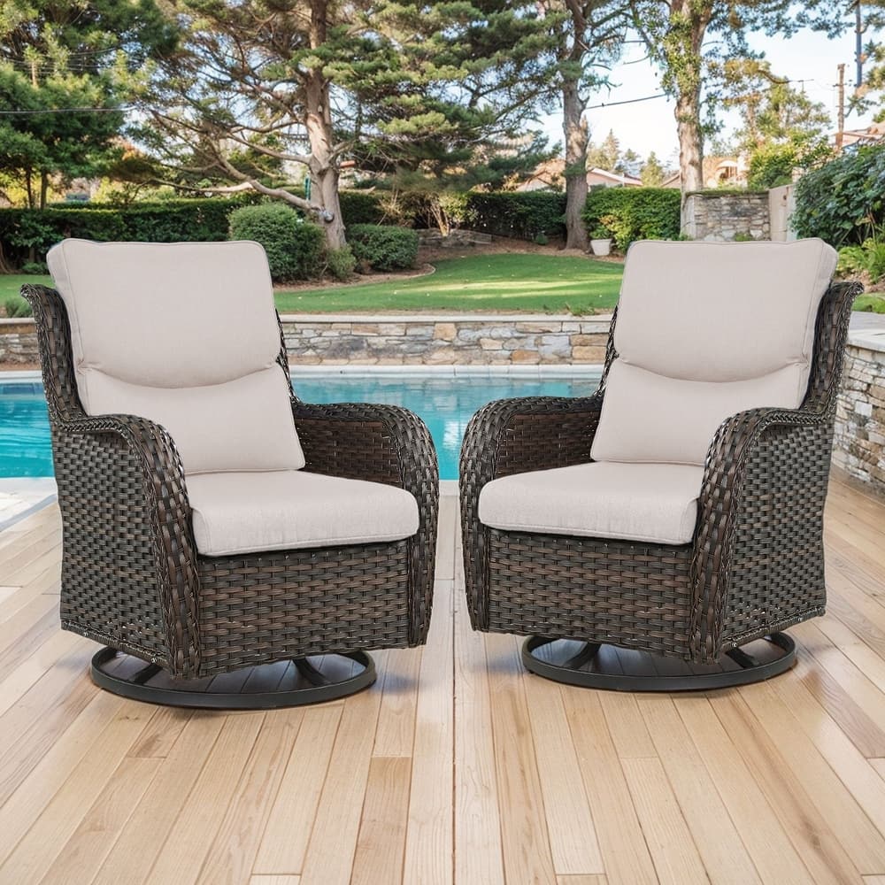 Outdoor Gliders Swivel Chairs Patio Chairs with 5-Inch Thick Cushions