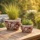 preview thumbnail 55 of 80, Decorative Floral Ceramic Chinoiserie Round Planter - Set of 2