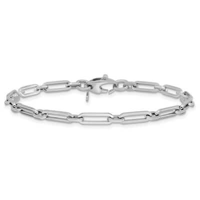 Curata 14k White Gold 7" or 8" 4mm Polished Flat OvalPaperclip Link Bracelet