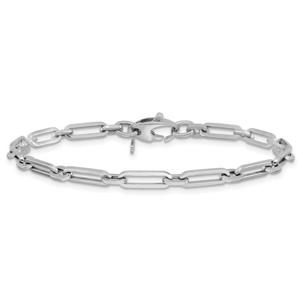 Curata 14k White Gold 7" or 8" 4mm Polished Flat OvalPaperclip Link Bracelet
