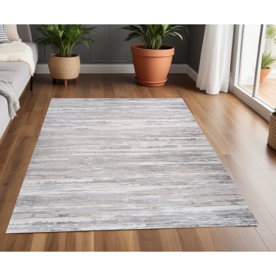 Bifo Distressed Abstract Modern Stain Resistant Woven Area Rug By HomeRoots - 4' X 6'