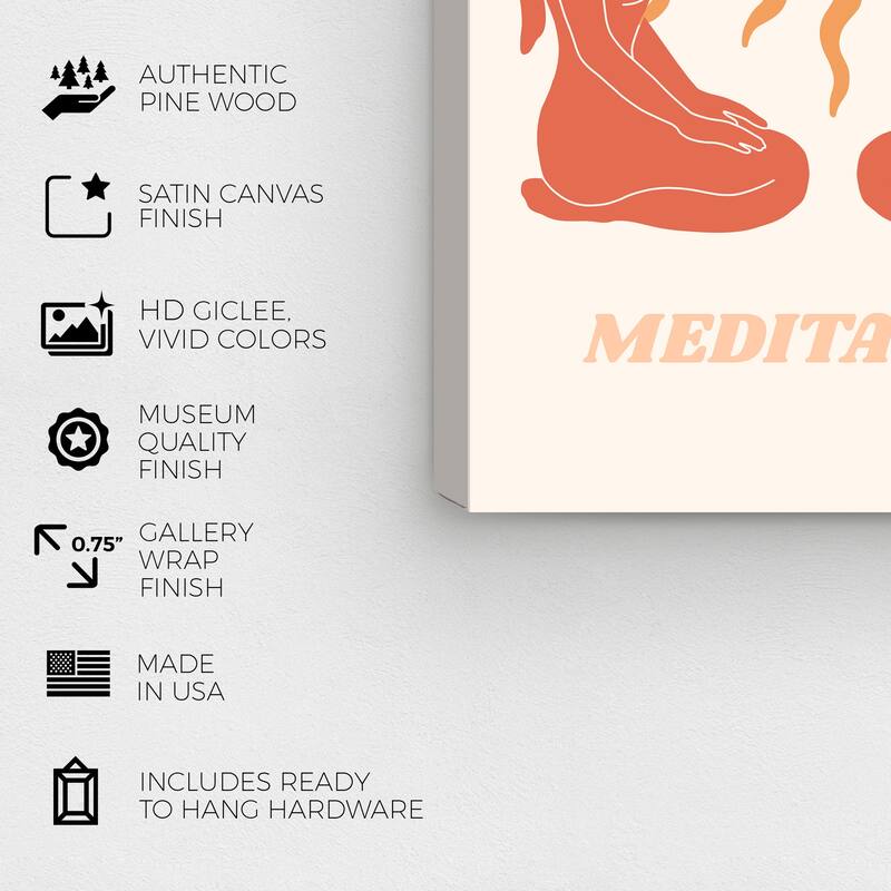 Wynwood Studio Canvas Typography and Quotes Meditation Reflections Orange and Pink Modern & Contemporary Wall Art Canvas Print