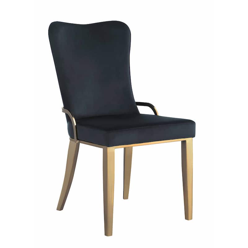 Somette Ridley Black Side Chair with Golden Legs, Set of 2