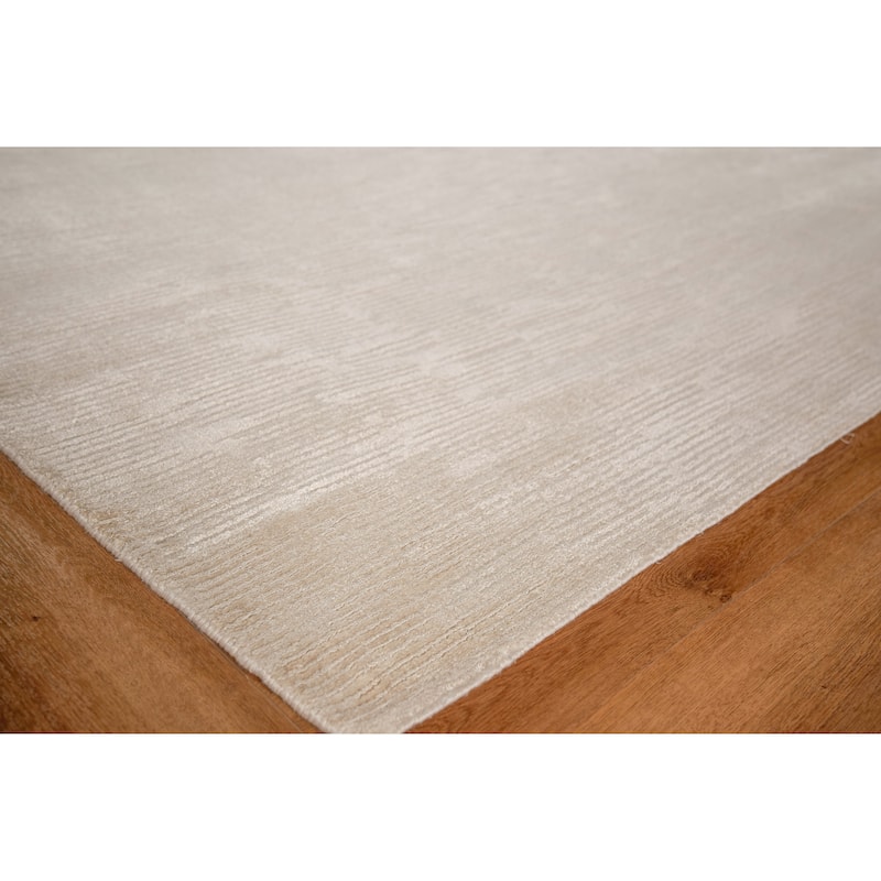 EXQUISITE RUGS Tangaro Hand-loomed Bamboo Silk/Banana Silk Light Beige Area Rug.