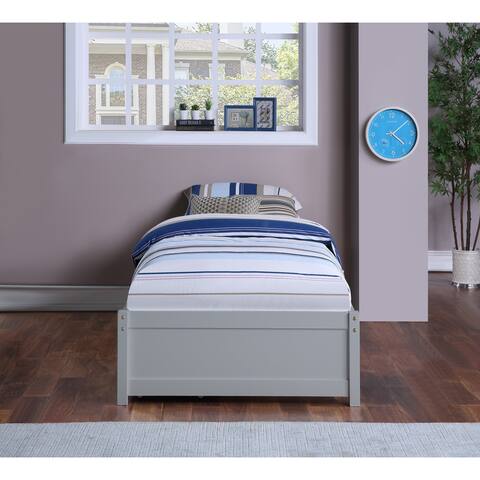 Grey Twin Bed with 2 Storage Drawers