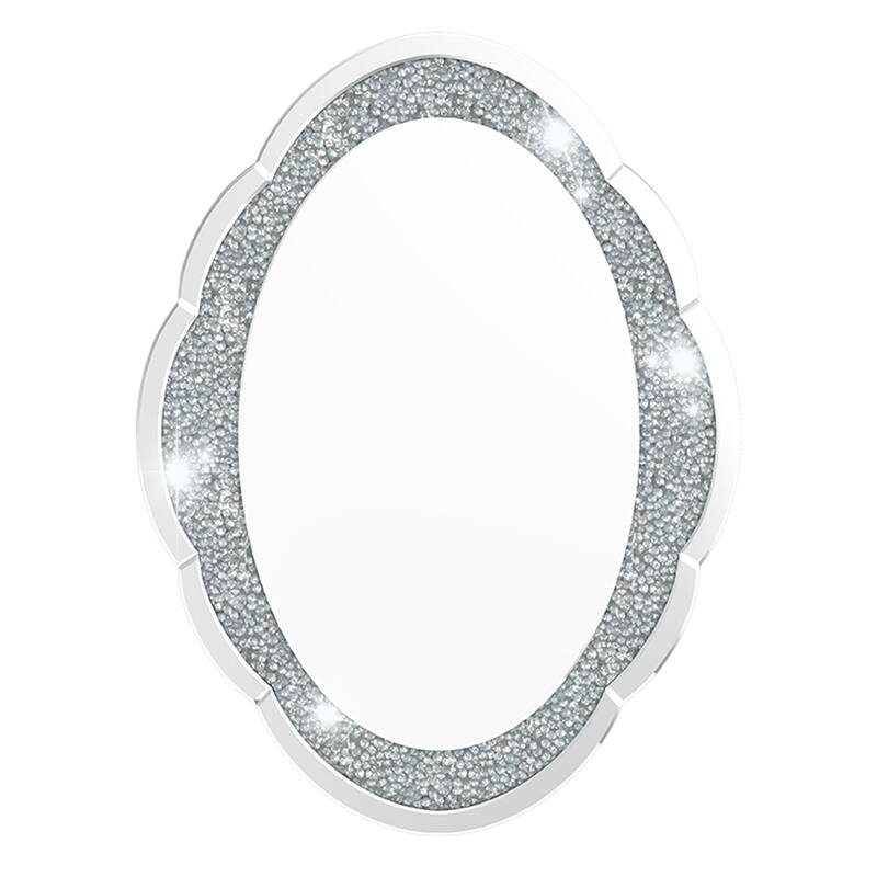 Sparkling Crystal Crush Diamond Oval Blossom Accent Mirror - 23.6" W x 31.5" H