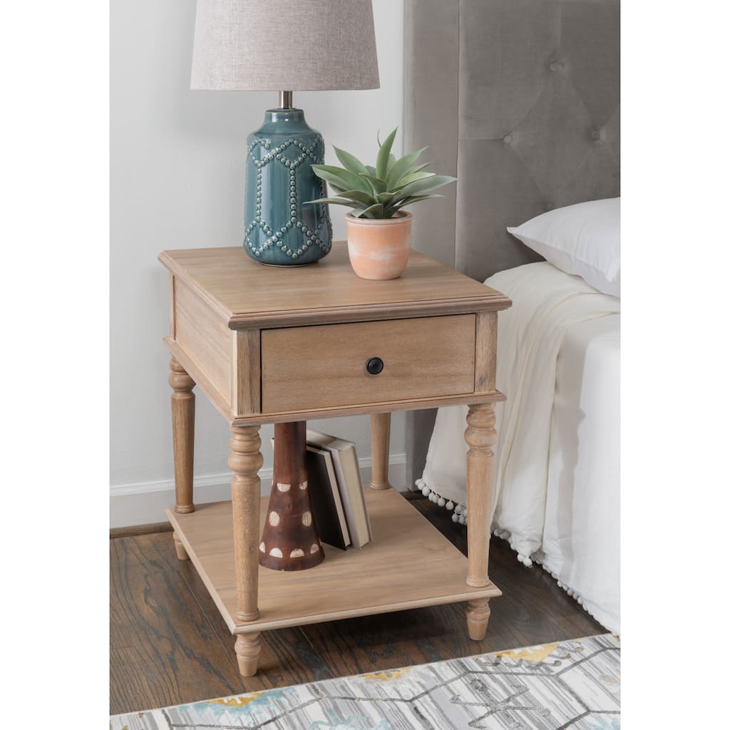 Wooden End Table with Storage Drawer - 26" - Brown